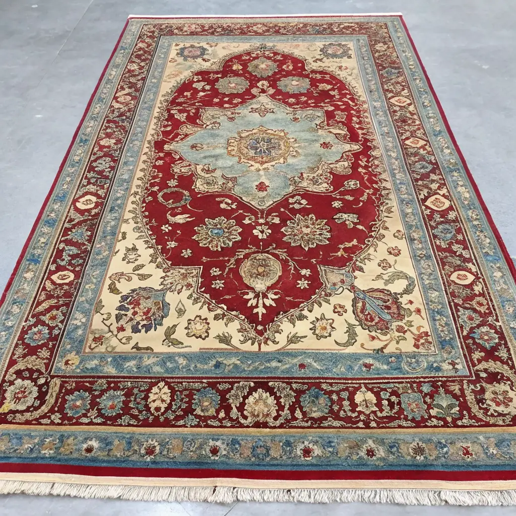 Wool Silk Kashan Hand-Woven Rug